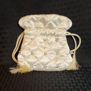 Vintage small beaded drawstring pouch